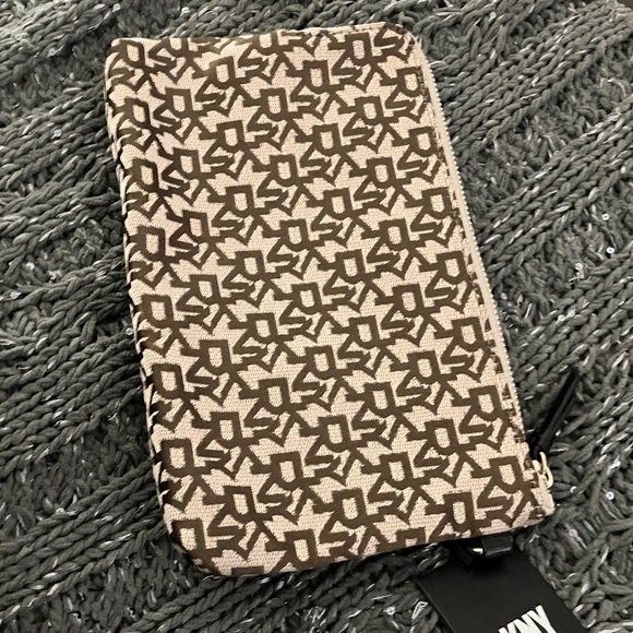 DKNY Monogram Brown and Cream Clutch - Picture 3 of 5